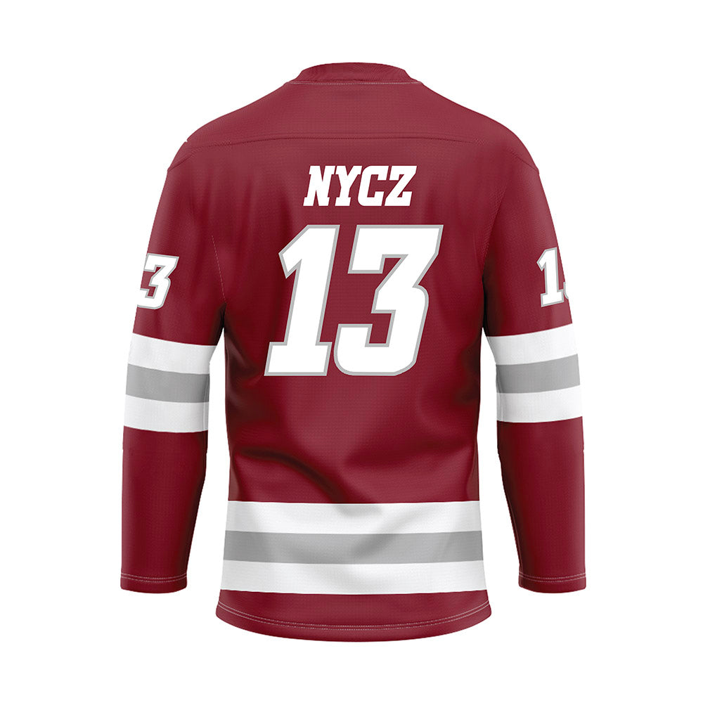UMass - NCAA Men's Ice Hockey : Landon Nycz - Maroon Hockey Jersey-1