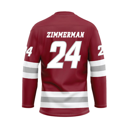 UMass - NCAA Men's Ice Hockey : Elias Zimmerman - Maroon Hockey Jersey-1
