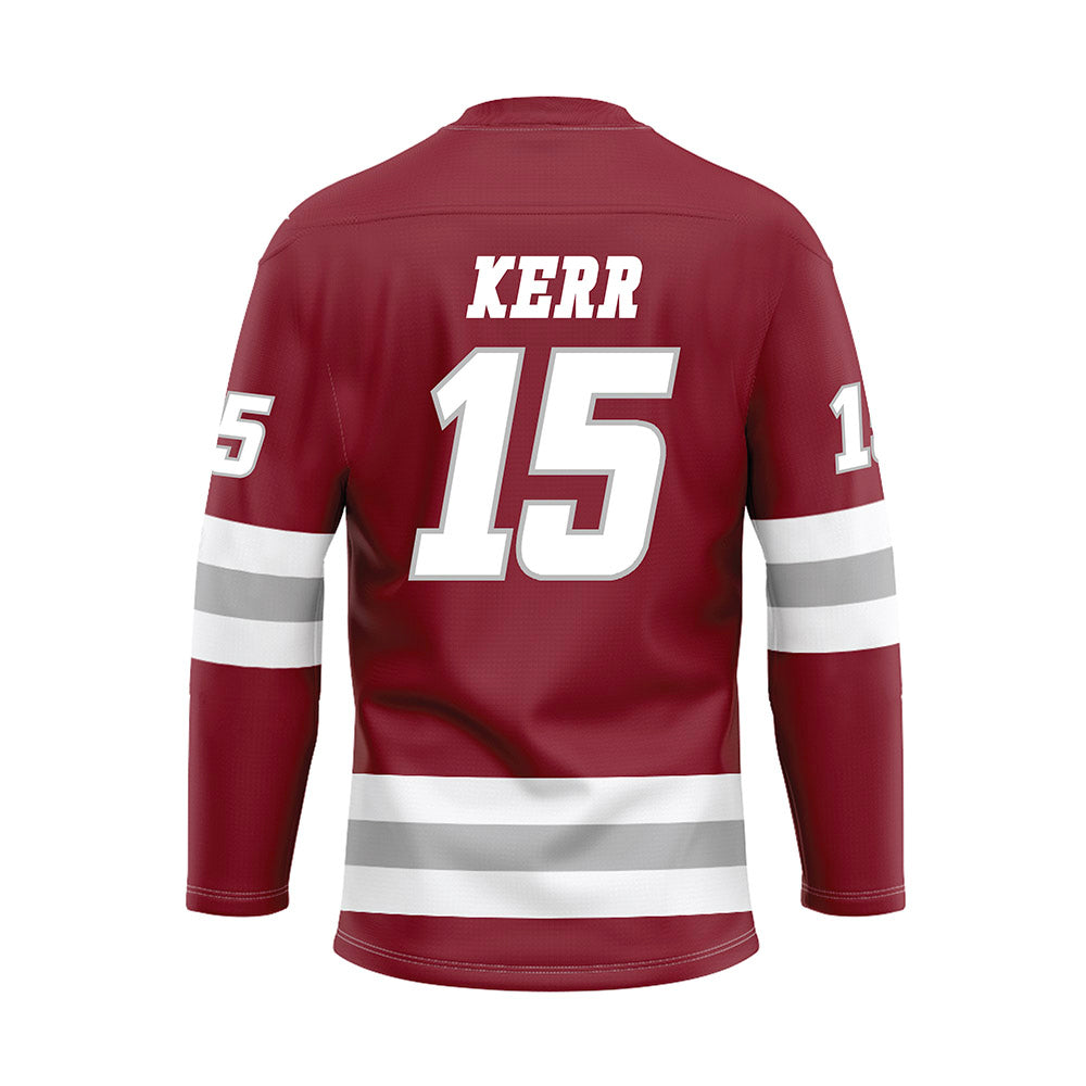 UMass - NCAA Men's Ice Hockey : Justin Kerr - Maroon Hockey Jersey-1