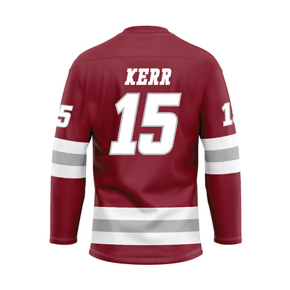 UMass - NCAA Men's Ice Hockey : Justin Kerr - Maroon Hockey Jersey-1
