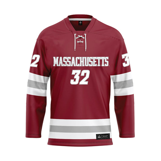 UMass - NCAA Men's Ice Hockey : Ethan Eskit - Maroon Hockey Jersey-0