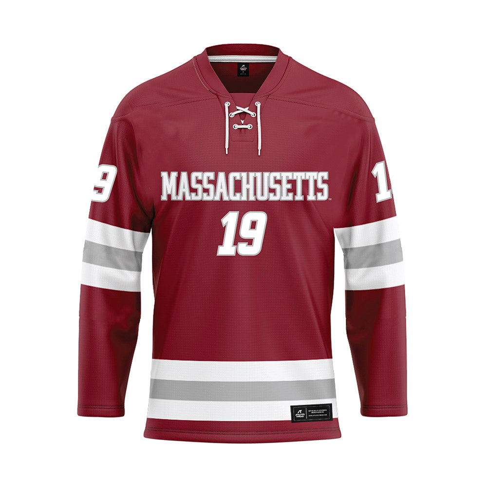UMass - NCAA Men's Ice Hockey : Mikey DeAngelo - Maroon Hockey Jersey-0