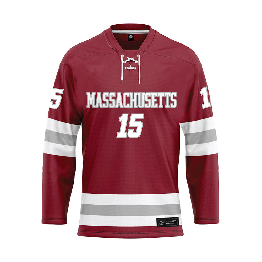 UMass - NCAA Men's Ice Hockey : Justin Kerr - Maroon Hockey Jersey-0
