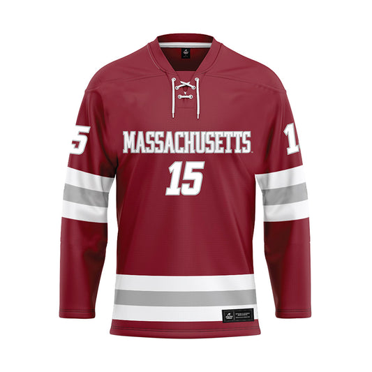 UMass - NCAA Men's Ice Hockey : Justin Kerr - Maroon Hockey Jersey-0