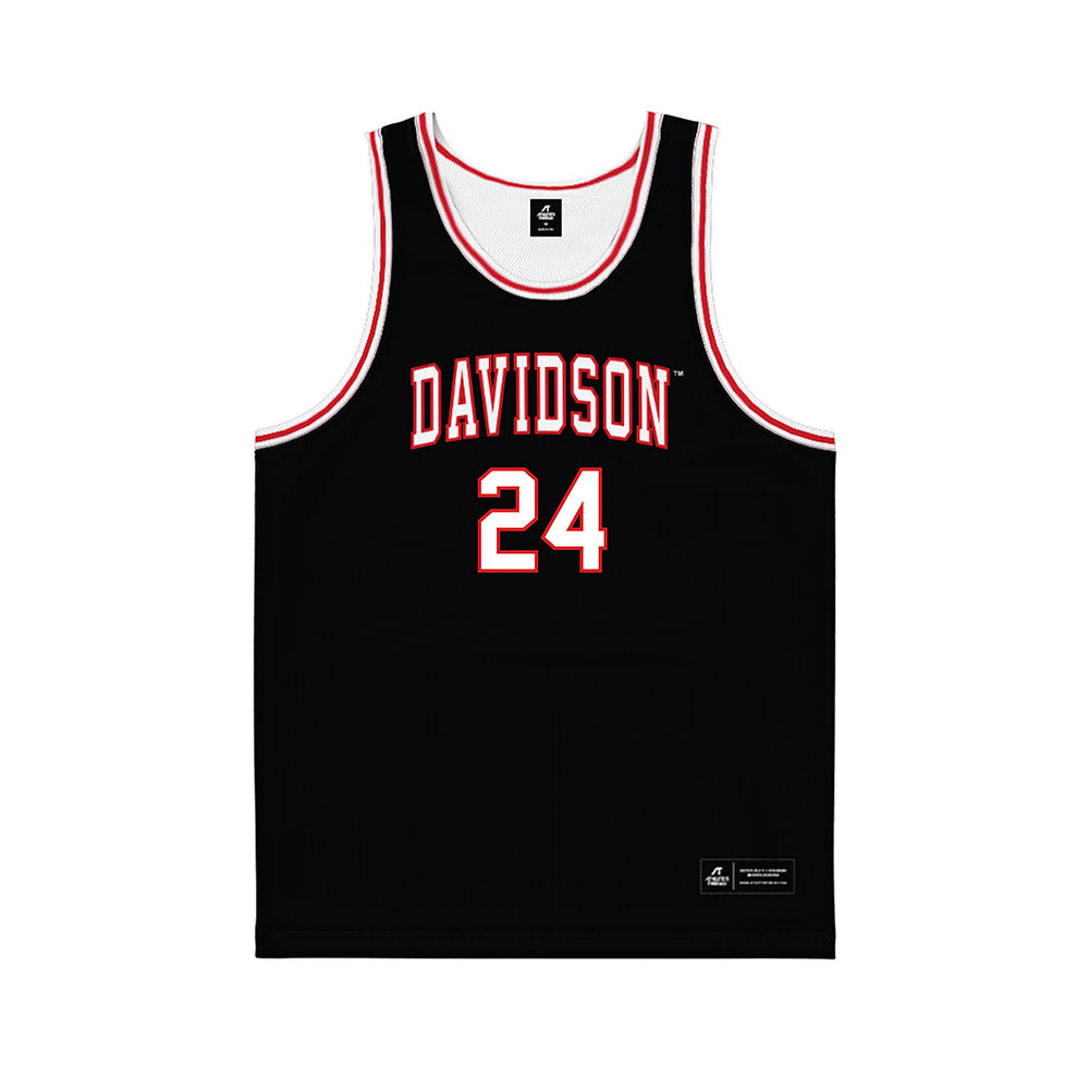 Davidson - NCAA Men's Basketball : JaQualon Roberts - Black Basketball Jersey-0