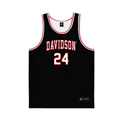 Davidson - NCAA Men's Basketball : JaQualon Roberts - Black Basketball Jersey-0