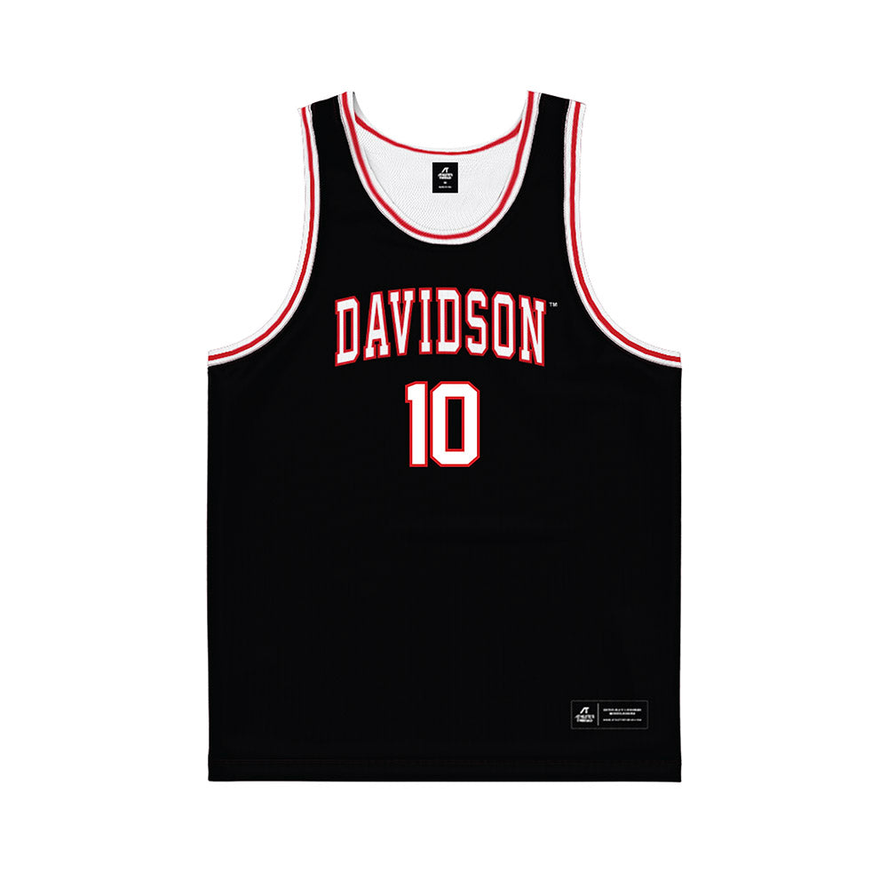 Davidson - NCAA Men's Basketball : Malik Davis - Black Basketball Jersey-0