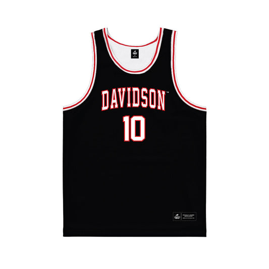 Davidson - NCAA Men's Basketball : Malik Davis - Black Basketball Jersey-0
