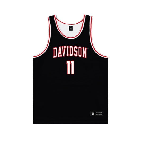 Davidson - NCAA Men's Basketball : Sam Brown - Black Basketball Jersey-0