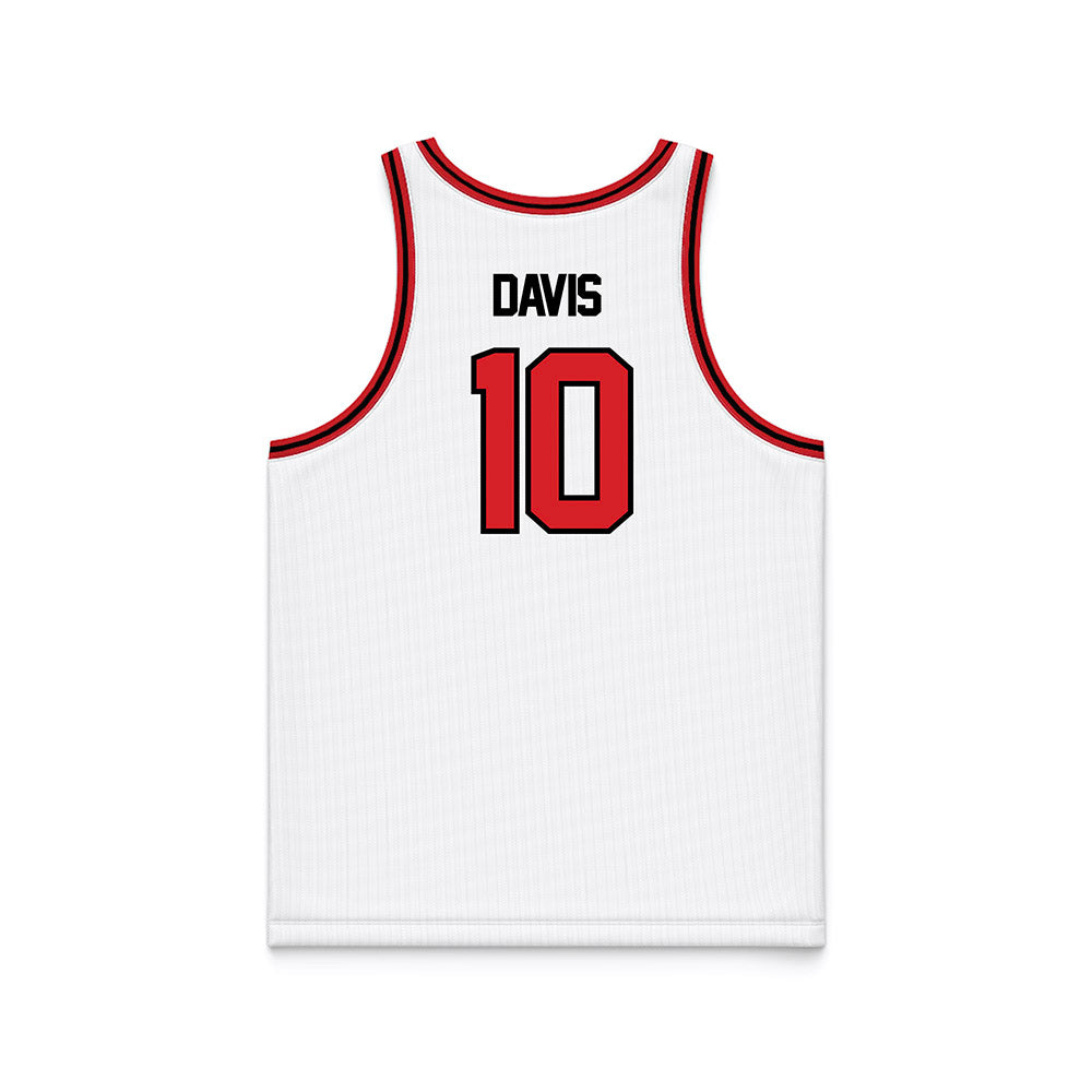 Davidson - NCAA Men's Basketball : Malik Davis - White Basketball Jersey-1