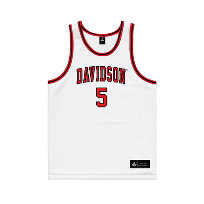 Davidson - NCAA Men's Basketball : Parker Friedrichsen - White Basketball Jersey-0
