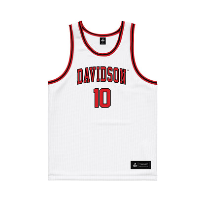 Davidson - NCAA Men's Basketball : Malik Davis - White Basketball Jersey-0