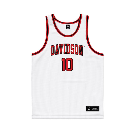 Davidson - NCAA Men's Basketball : Malik Davis - White Basketball Jersey-0