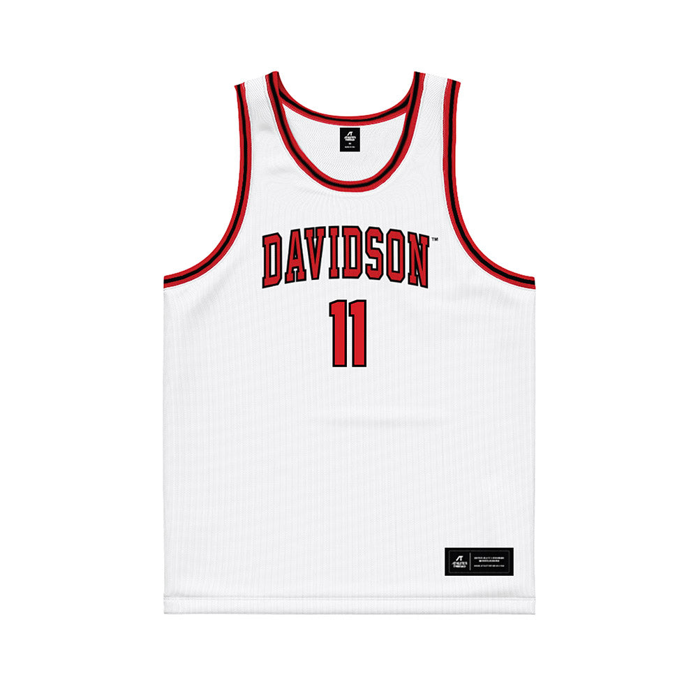 Davidson - NCAA Men's Basketball : Sam Brown - White Basketball Jersey-0