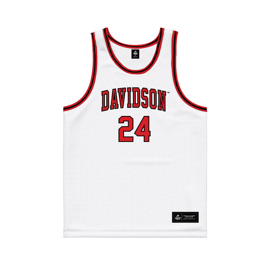 Davidson - NCAA Men's Basketball : JaQualon Roberts - White Basketball Jersey-0