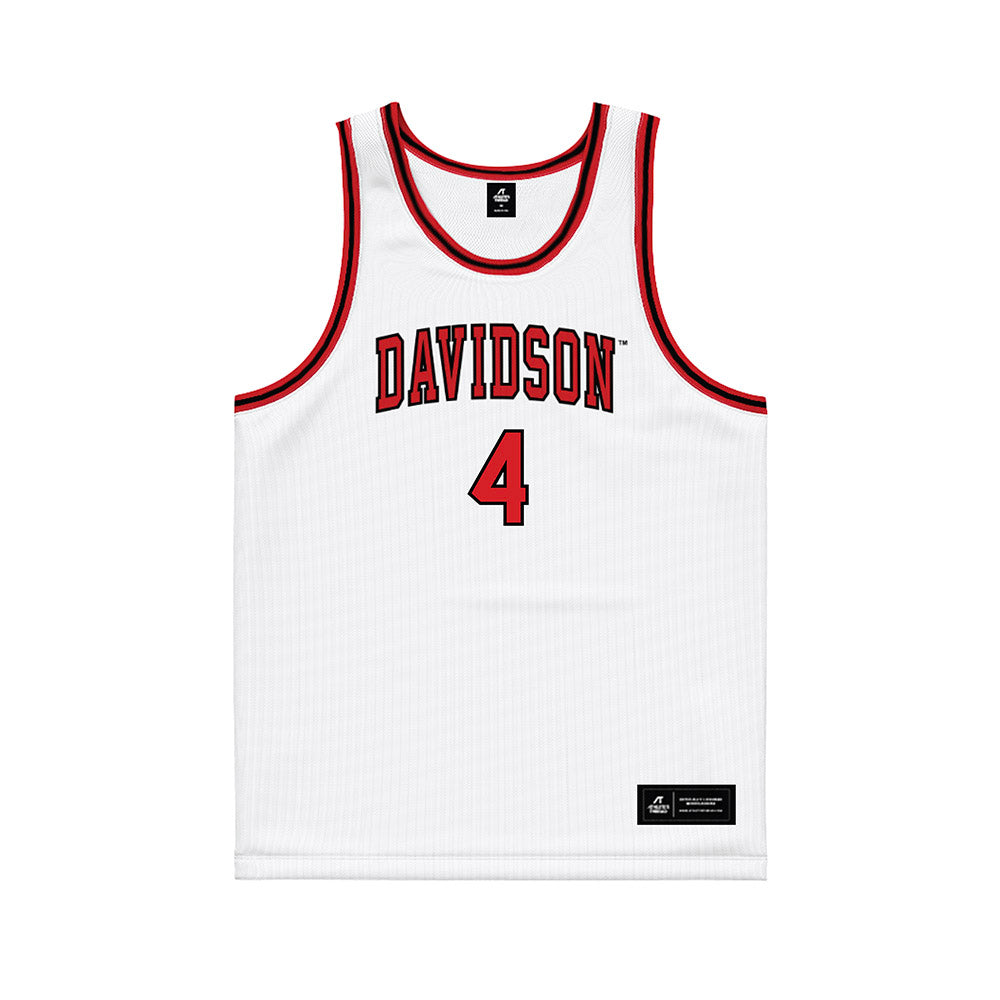 Davidson - NCAA Men's Basketball : Josh Scovens - White Basketball Jersey-0