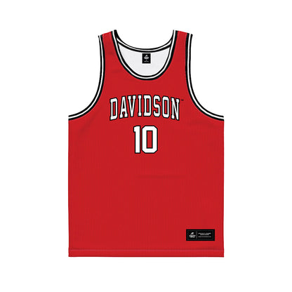 Davidson - NCAA Men's Basketball : Malik Davis - Red Basketball Jersey-0