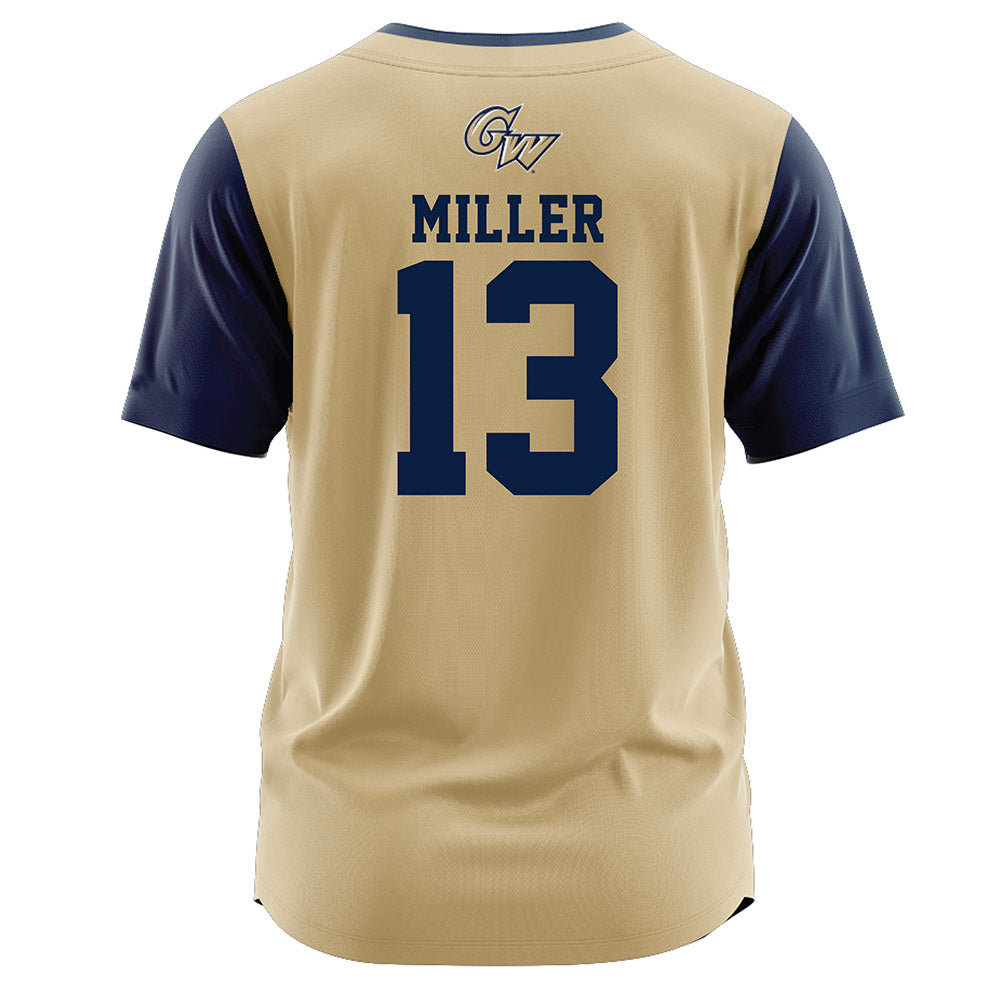 GWU - NCAA Baseball : Gavin Miller - Gold Jersey-1