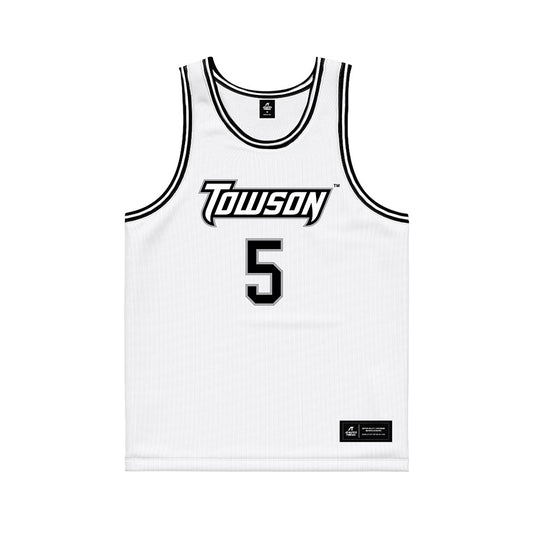 Towson - NCAA Men's Basketball : Jon Barton - white Basketball Jersey-0