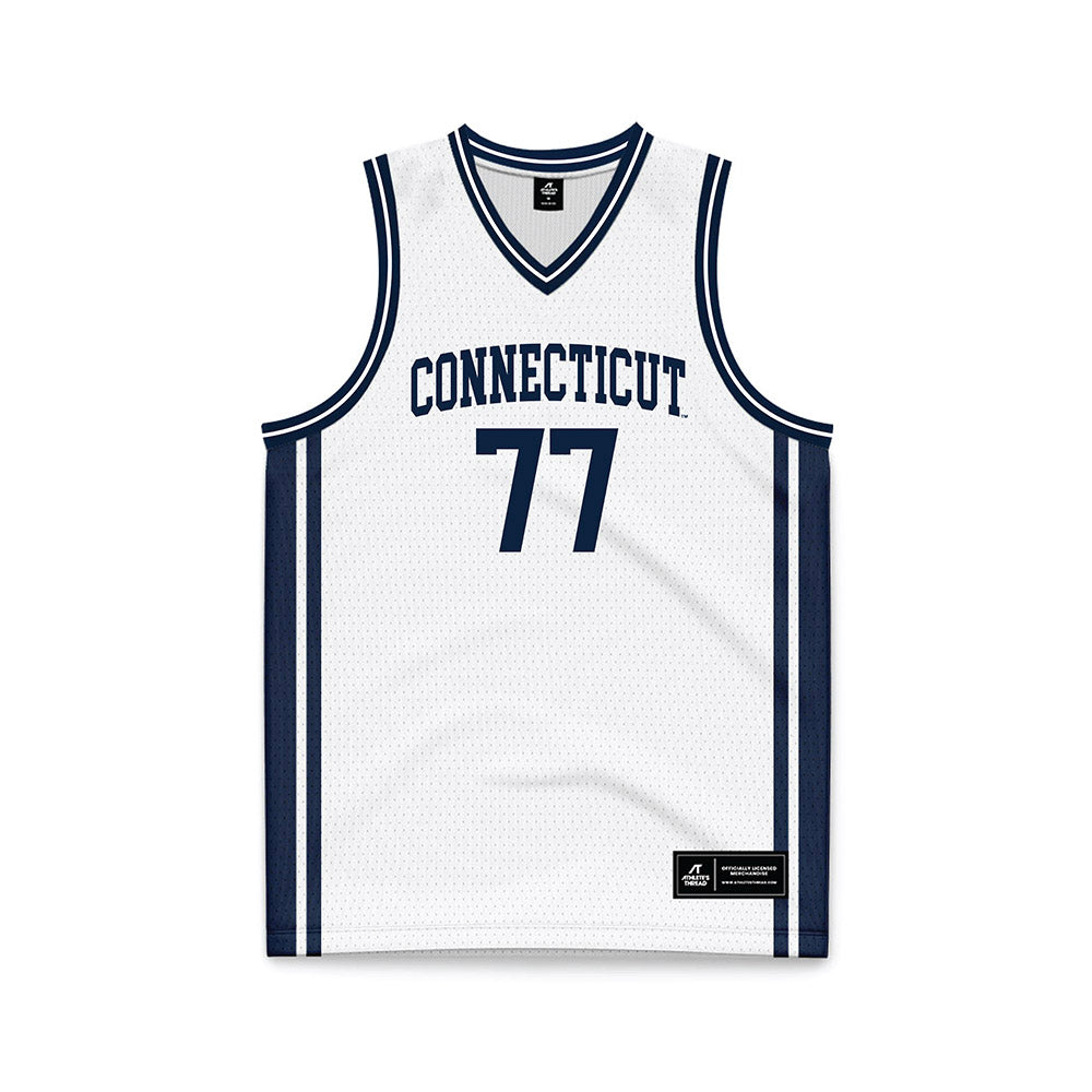 UConn - NCAA Men's Basketball : Uros Paunovic - White Basketball Jersey-0