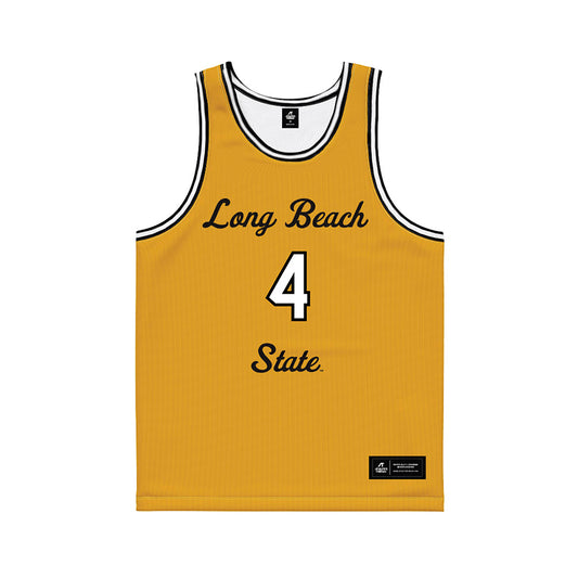 LBSU - NCAA Men's Basketball : Leopold Levillain - Gold Basketball Jersey-0