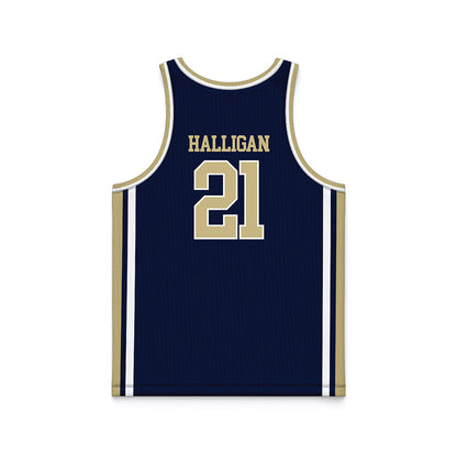 Akron - NCAA Men's Basketball : Zachary Halligan - Navy Basketball Jersey