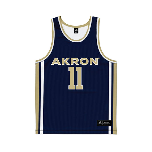 Akron - NCAA Men's Basketball : Conner Groce - Navy Basketball Jersey