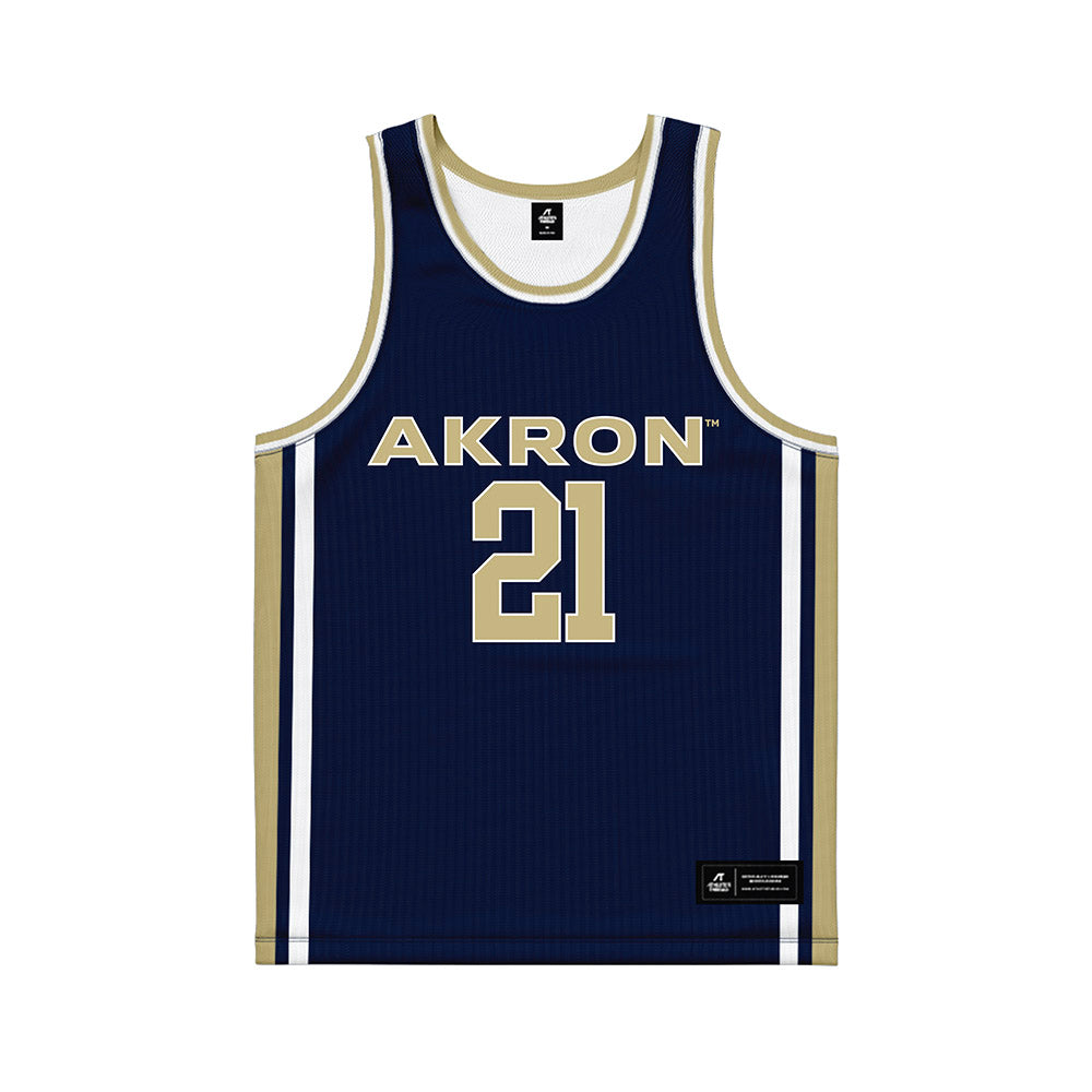 Akron - NCAA Men's Basketball : Zachary Halligan - Navy Basketball Jersey