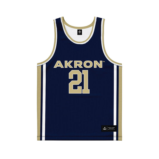 Akron - NCAA Men's Basketball : Zachary Halligan - Navy Basketball Jersey