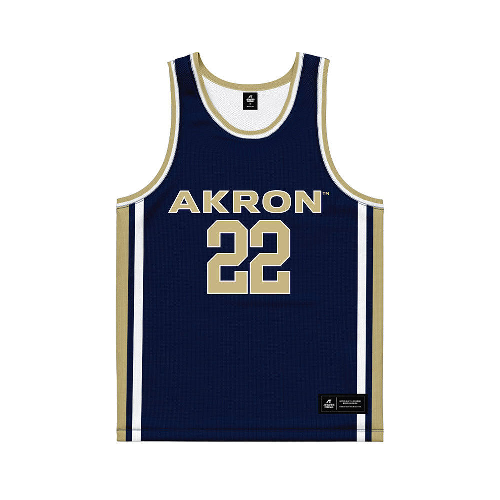 Akron - NCAA Men's Basketball : Colin White - Navy Basketball Jersey-0
