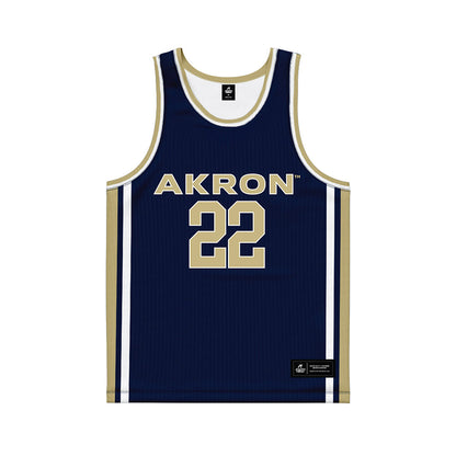 Akron - NCAA Men's Basketball : Colin White - Navy Basketball Jersey-0
