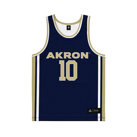 Akron - NCAA Men's Basketball : Max Burton - Navy Basketball Jersey-0
