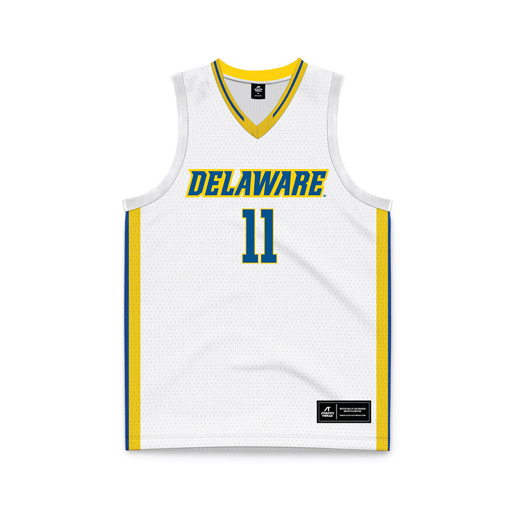 Delaware - NCAA Men's Basketball : Jayden Taylor - White Basketball Jersey-0