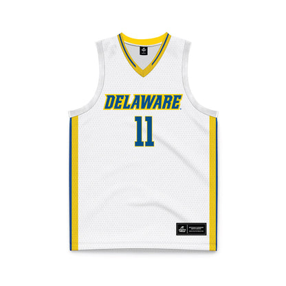 Delaware - NCAA Men's Basketball : Jayden Taylor - White Basketball Jersey-0
