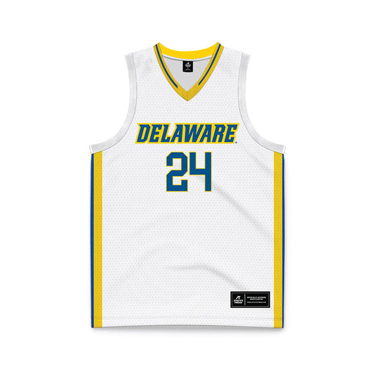 Delaware - NCAA Men's Basketball : Favour Egbuna - White Basketball Jersey-0