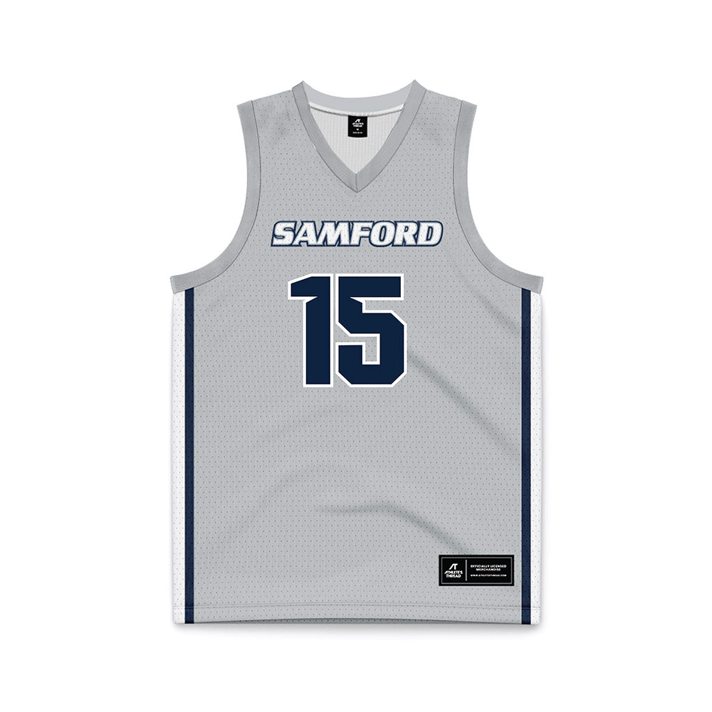 Samford - NCAA Men's Basketball : Dylan Faulkner - Grey Basketball Jersey-0