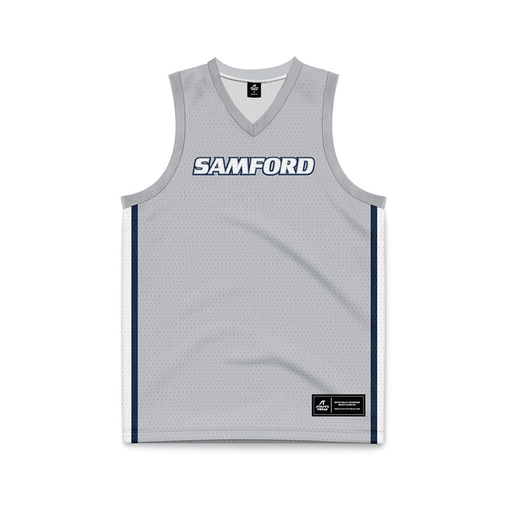 Samford - NCAA Men's Basketball : - Grey Basketball Jersey-0