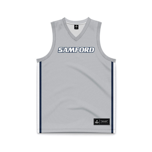 Samford - NCAA Men's Basketball : - Grey Basketball Jersey-0