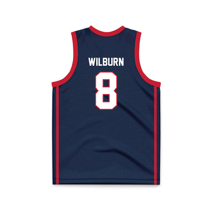 Samford - NCAA Men's Basketball : Zion Wilburn - Navy Basketball Jersey-1