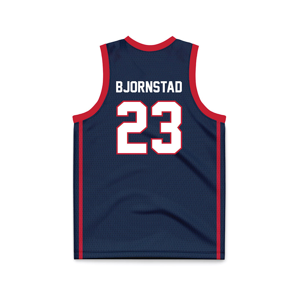 Samford - NCAA Women's Basketball : Kayte Madison Bjornstad - Navy Basketball Jersey-1