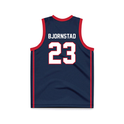 Samford - NCAA Women's Basketball : Kayte Madison Bjornstad - Navy Basketball Jersey-1