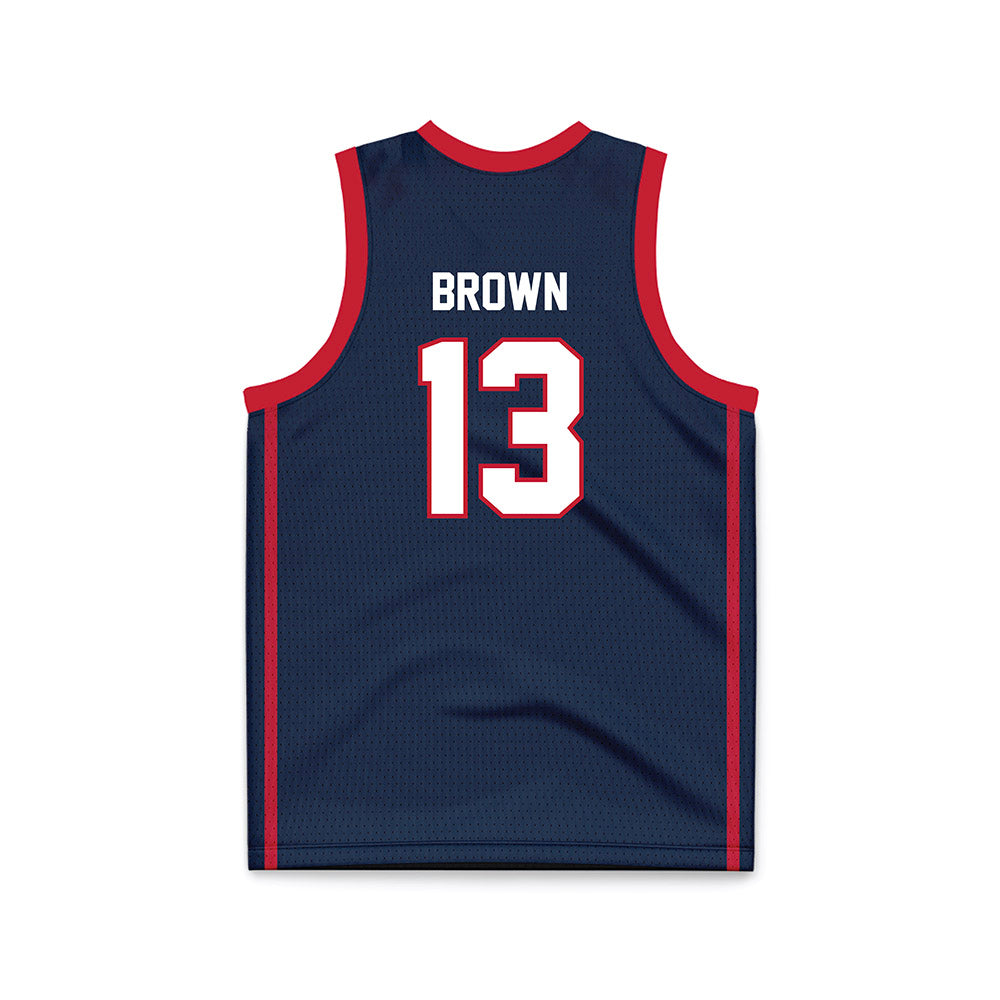 Samford - NCAA Men's Basketball : Julian Brown - Navy Basketball Jersey-1