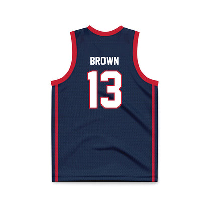 Samford - NCAA Men's Basketball : Julian Brown - Navy Basketball Jersey-1