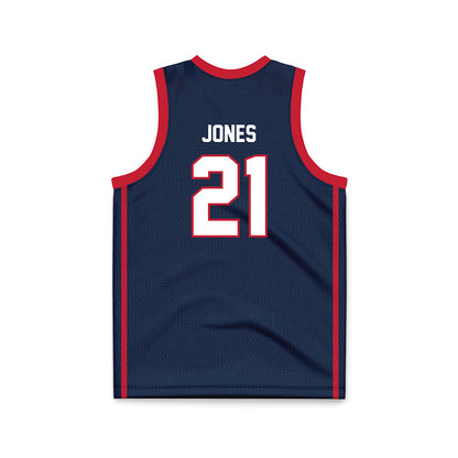 Samford - NCAA Men's Basketball : Rylan Jones - Navy Basketball Jersey-1
