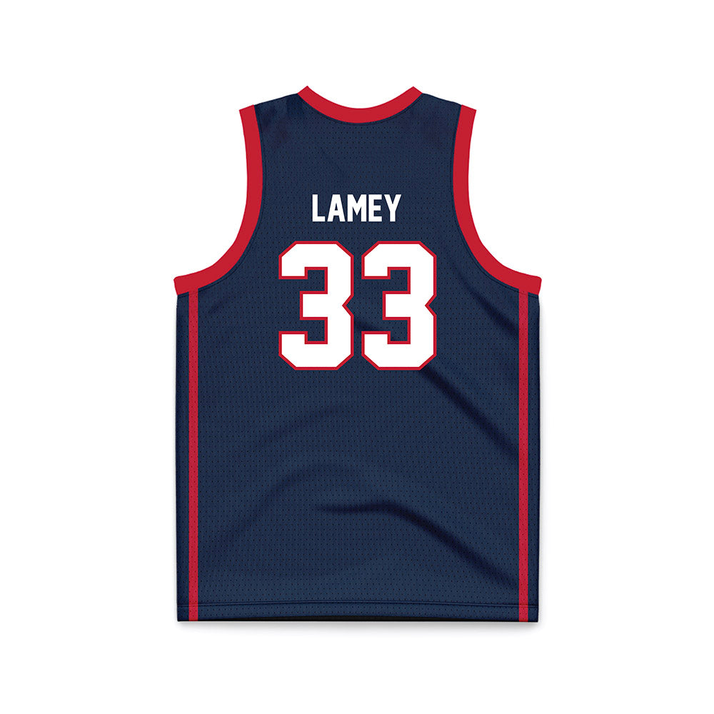 Samford - NCAA Men's Basketball : Zach Lamey - Navy Basketball Jersey-1