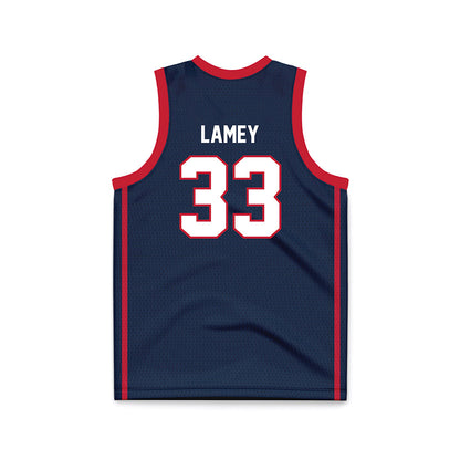 Samford - NCAA Men's Basketball : Zach Lamey - Navy Basketball Jersey-1