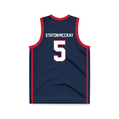 Samford - NCAA Men's Basketball : AJ Staton-McCray - Navy Basketball Jersey-1