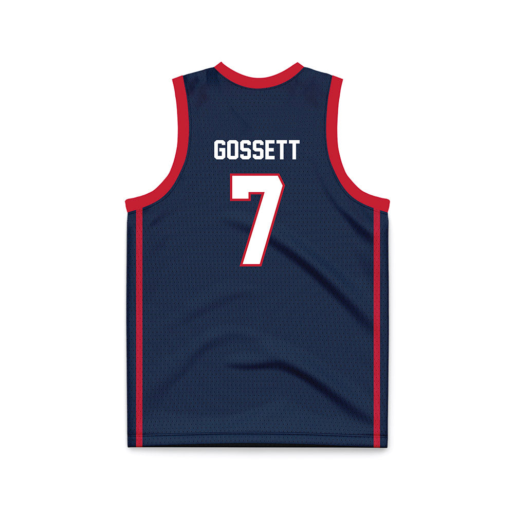 Samford - NCAA Men's Basketball : JD Gossett - Navy Basketball Jersey-1