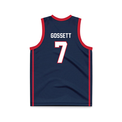Samford - NCAA Men's Basketball : JD Gossett - Navy Basketball Jersey-1