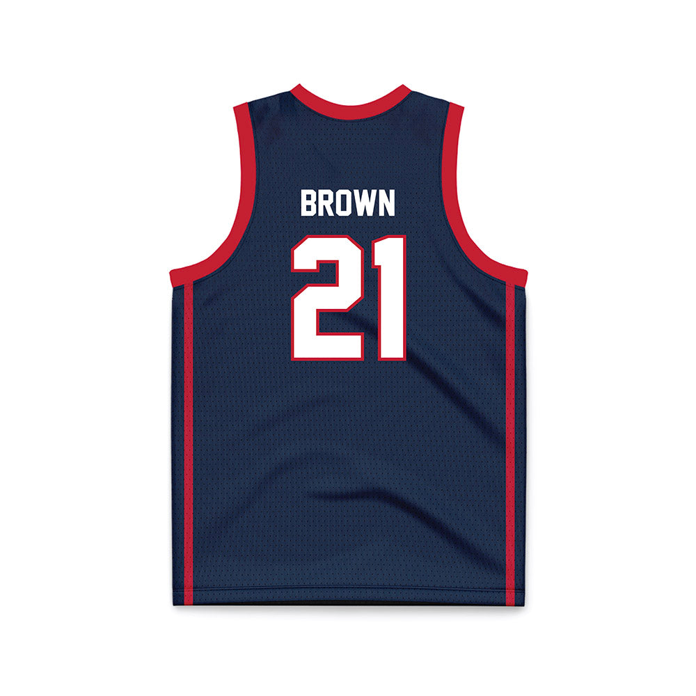 Samford - NCAA Men's Basketball : Corey Brown - Navy Basketball Jersey-1